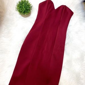 Strapless Wine Bodycon Dress